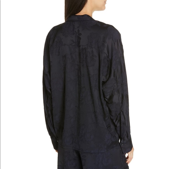 VINCE Pajama style jacquard satin floral blouse - Picture 3 of 12